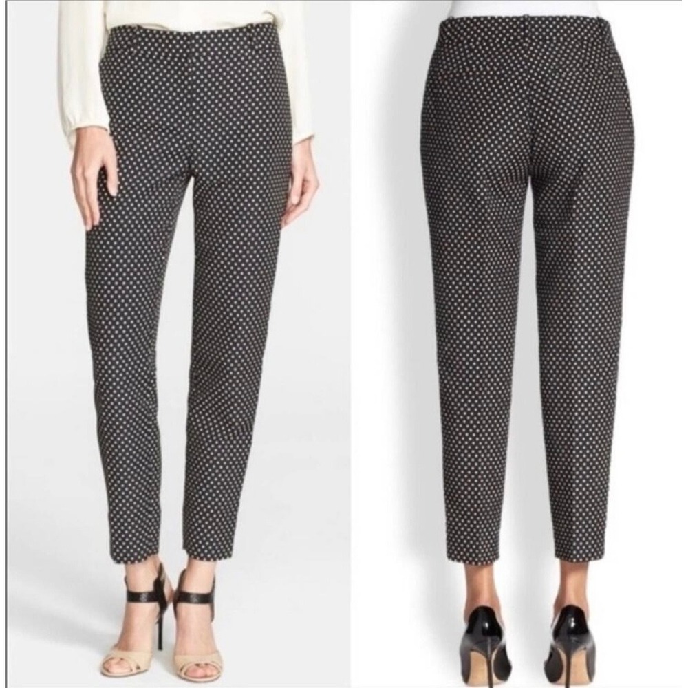 Kate Spade New York Polka Dot Slim Cropped Trousers Black White Size 2